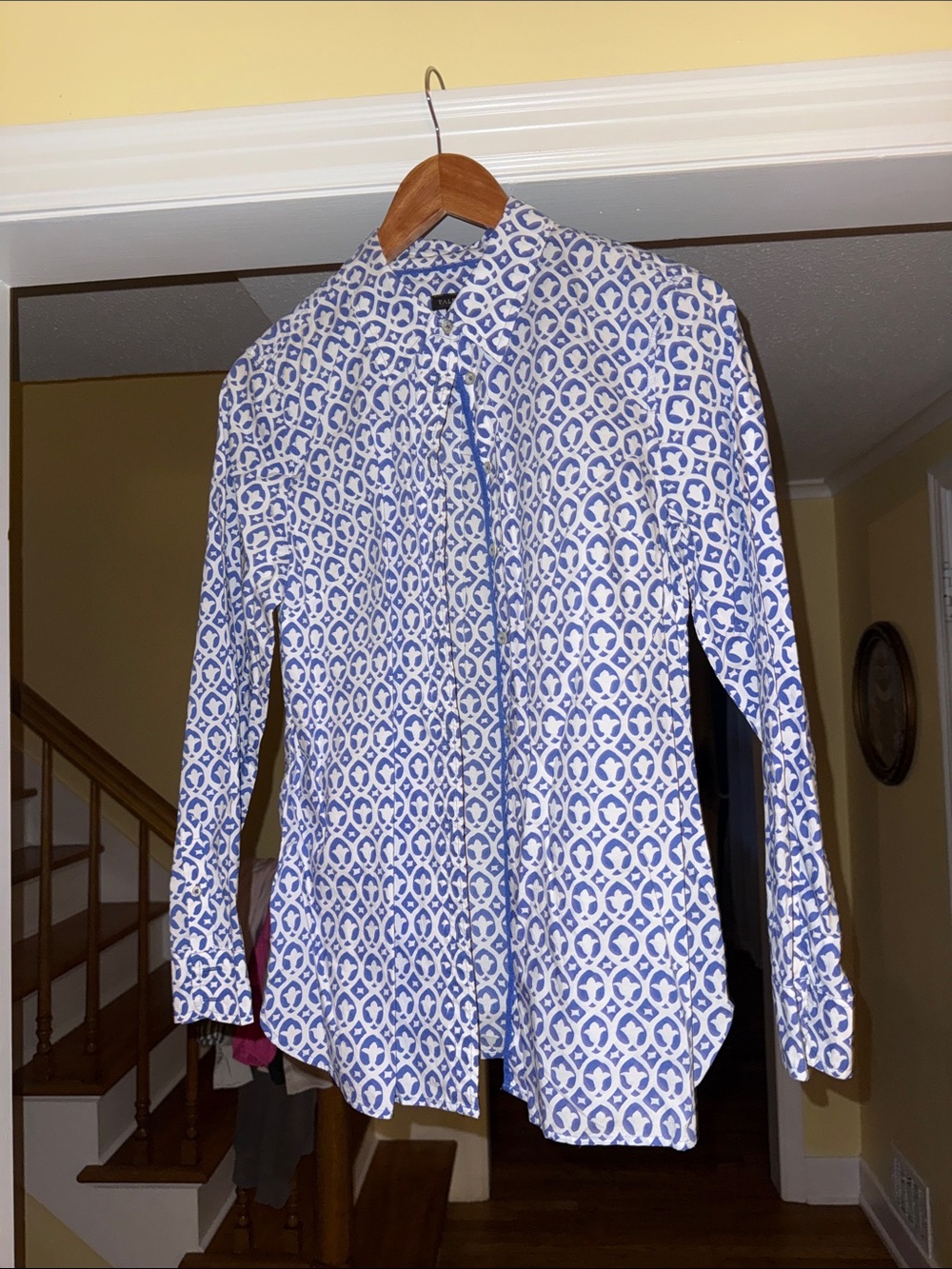 Talbots Blue and White Patterned Button Down Shirt
